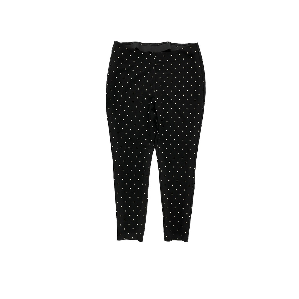 Chico's Ankle Legging Women's size 12 Chico's size 2 Gold Polka Dot Black Pants